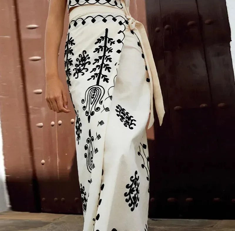 Ayla | Zestaw w print, top i spódnica