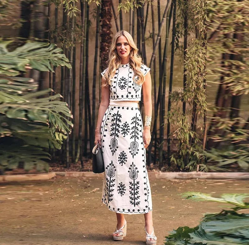 Ayla | Zestaw w print, top i spódnica