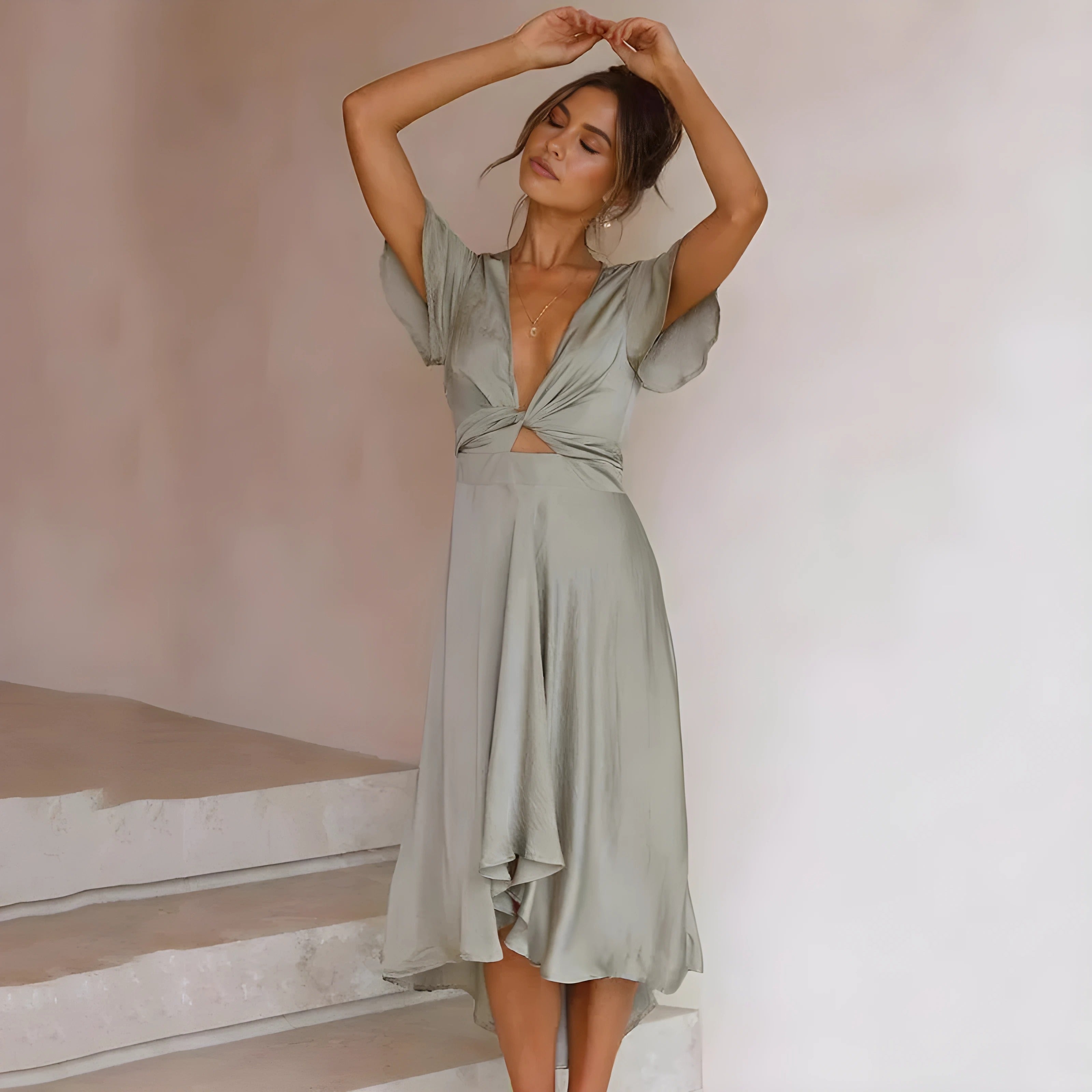Elina™ | Midi Dress with Knot Detail