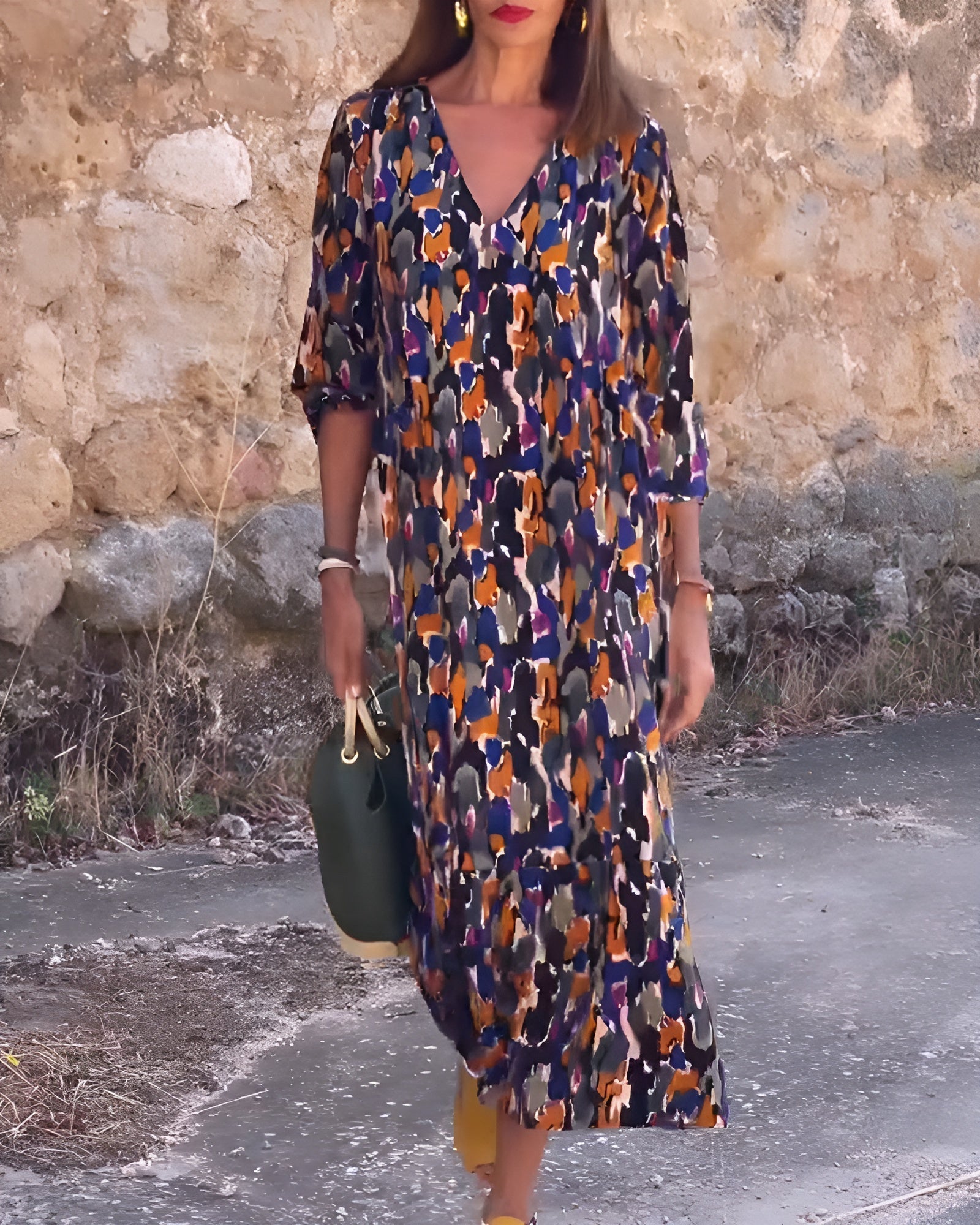 Nathalie - Sukienka z dekoltem w serek w stylu retro