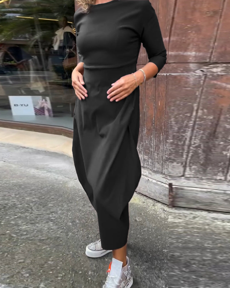 Noora - Casualowa jesienna sukienka z długim rękawem