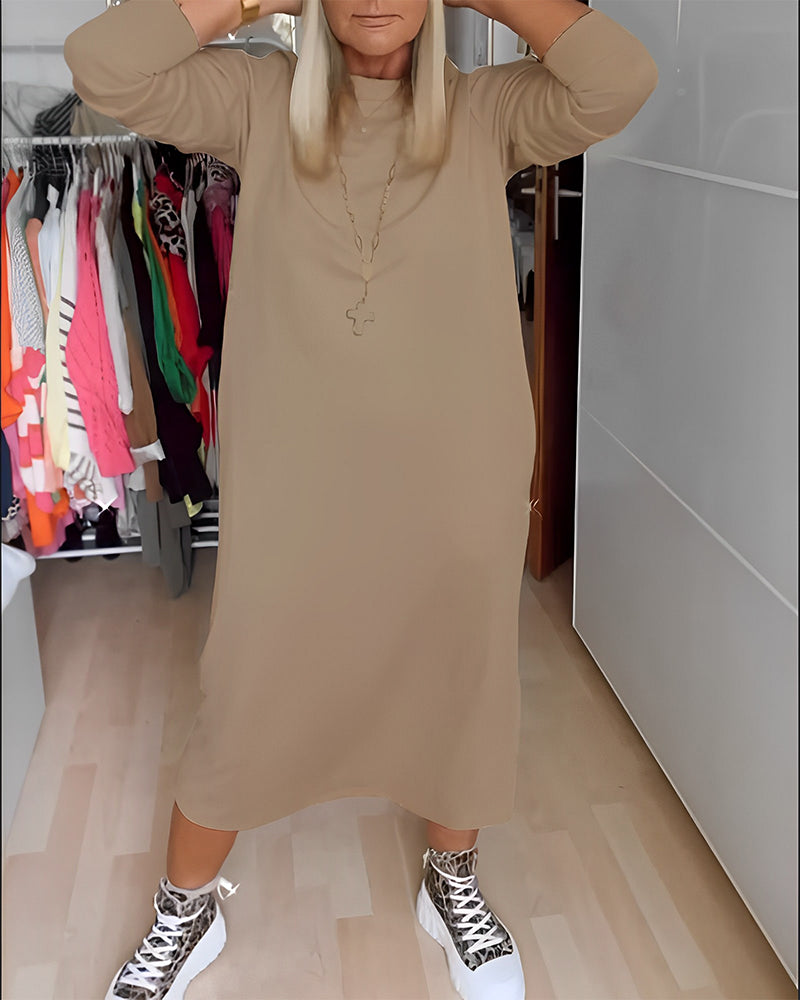 Avra - Swobodna jesienna długa sukienka