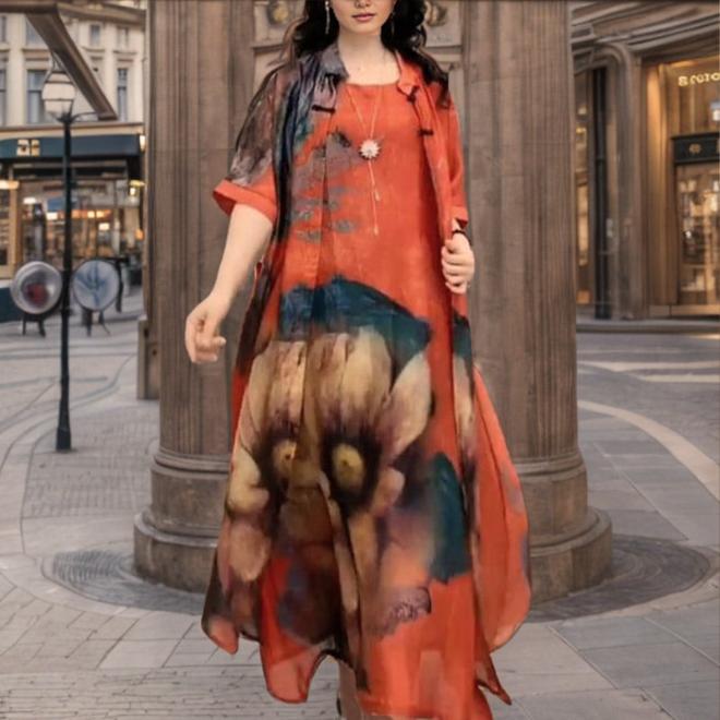 Sophie - Dwuczęściowy zestaw damskich sukienek z nadrukiem