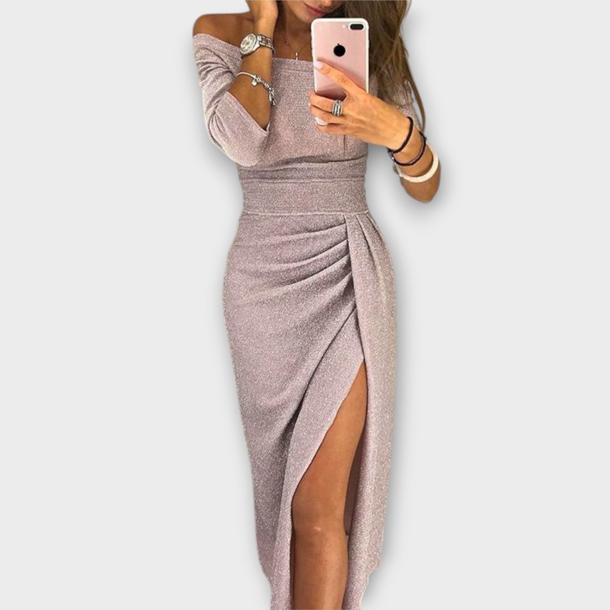 Aldana - Stylowa sukienka z odkrytymi ramionami