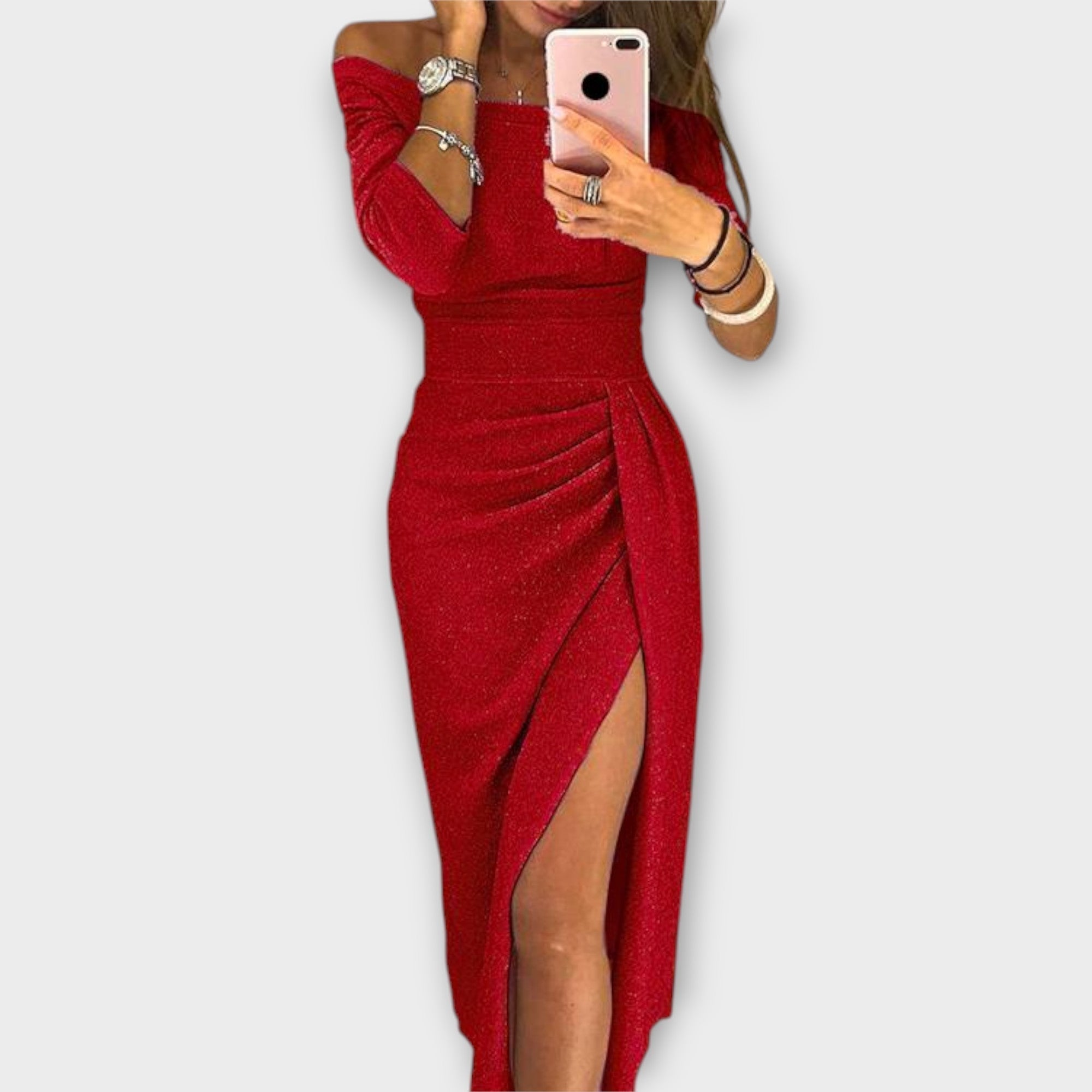 Aldana - Stylowa sukienka z odkrytymi ramionami