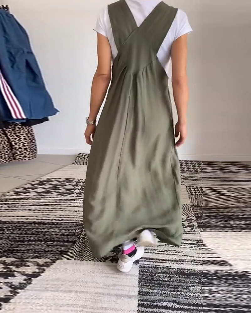 Alice - Sukienka casual z regulowanymi ramiączkami w jednolitym kolorze