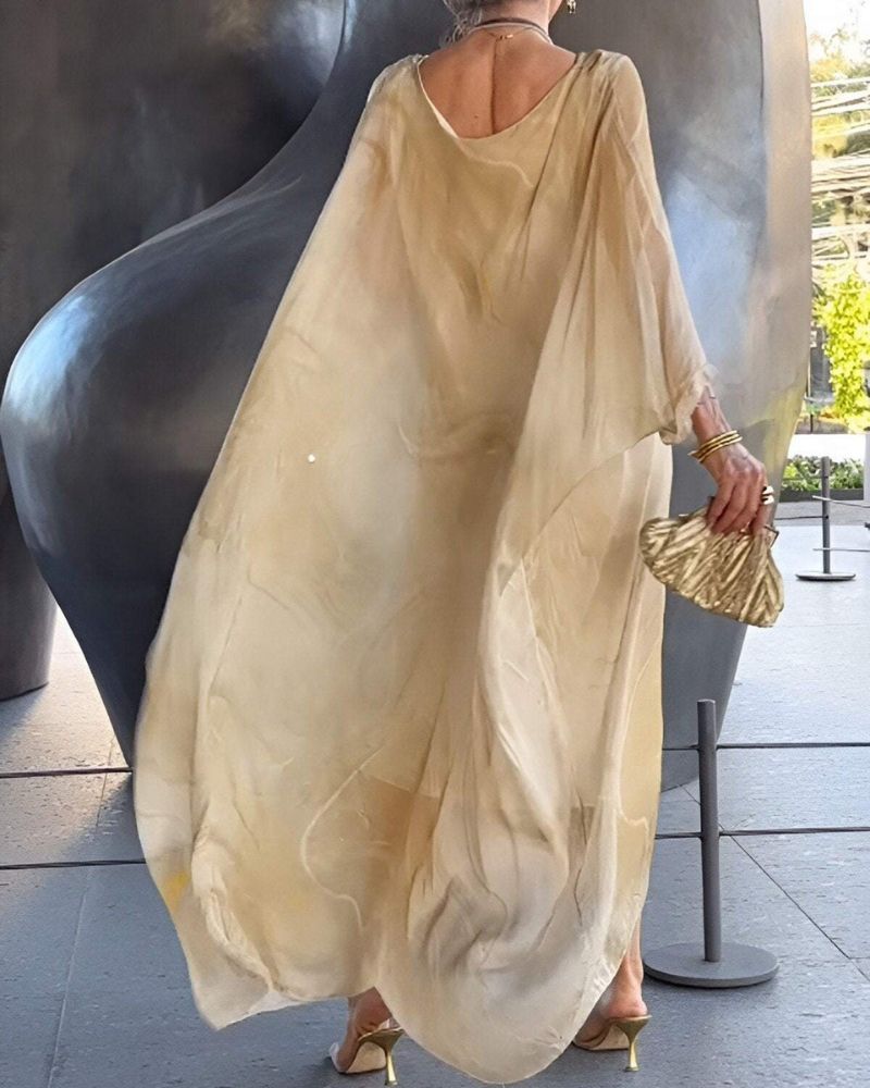 Mirabella – Elegancka szyfonowa sukienka z długimi rękawami