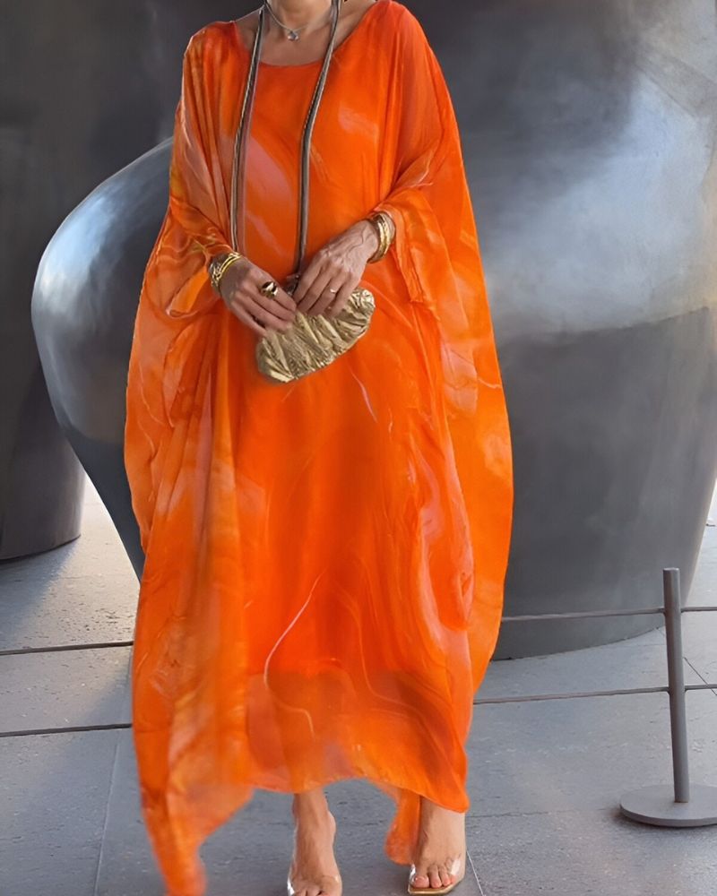 Mirabella – Elegancka szyfonowa sukienka z długimi rękawami