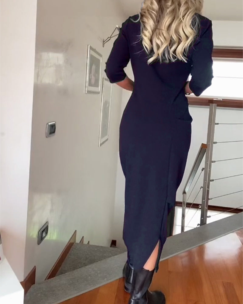 Solenne - Elegancka długa sukienka dresowa