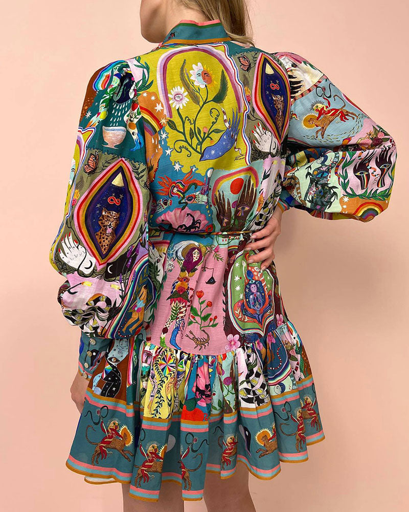 Madeleine - Kwiatowa sukienka z długim rękawem