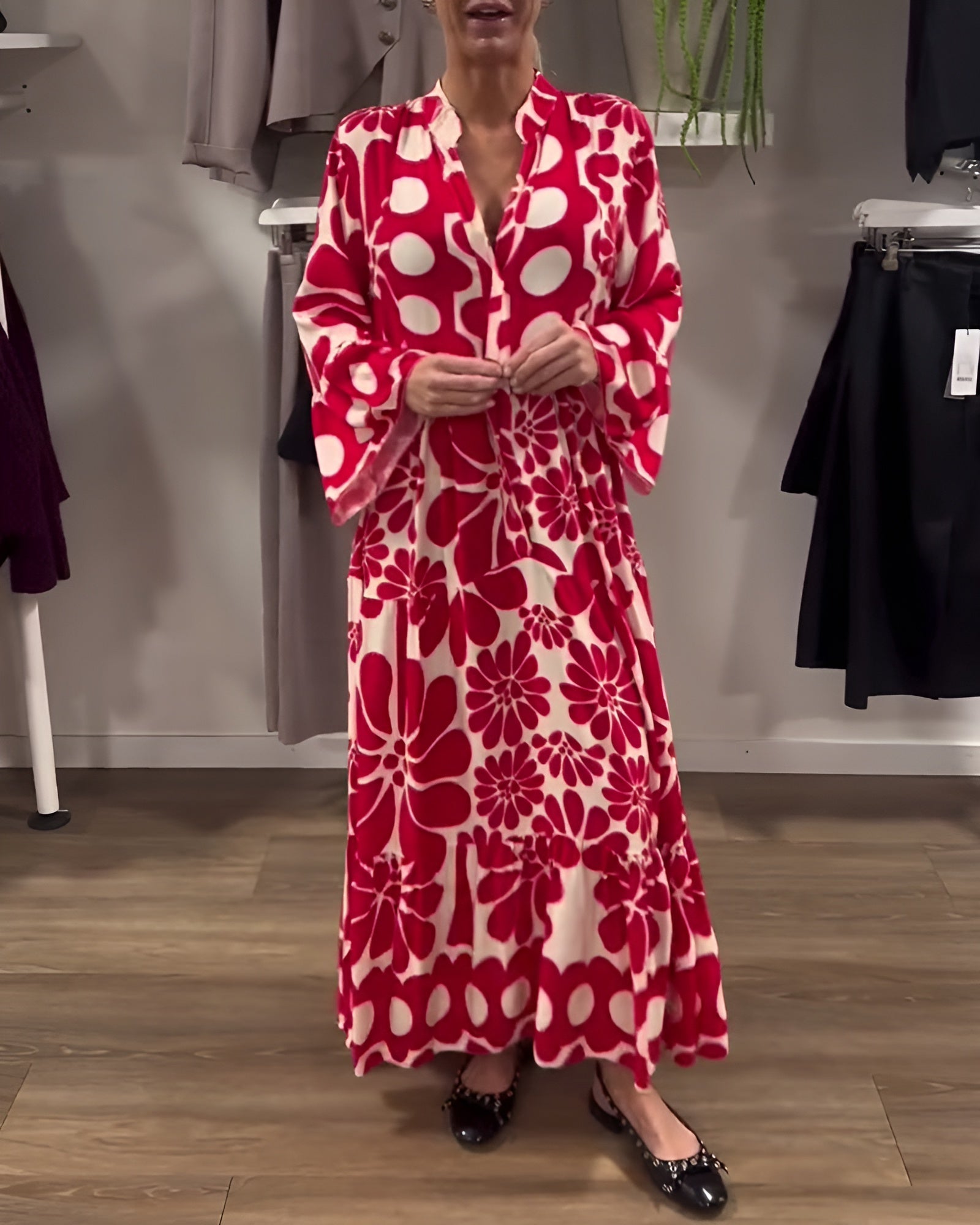 Marielle - Elegancka Sukienka Maxi z Wzorem