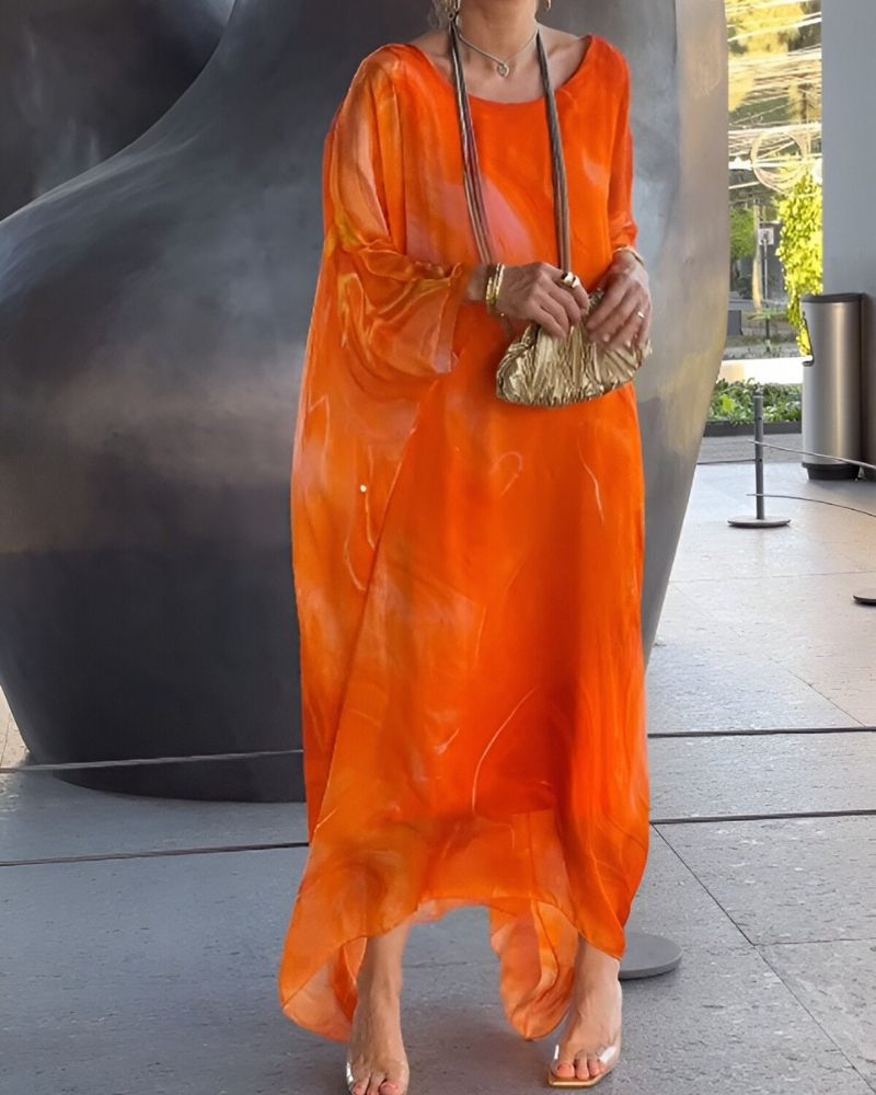 Mirabella – Elegancka szyfonowa sukienka z długimi rękawami