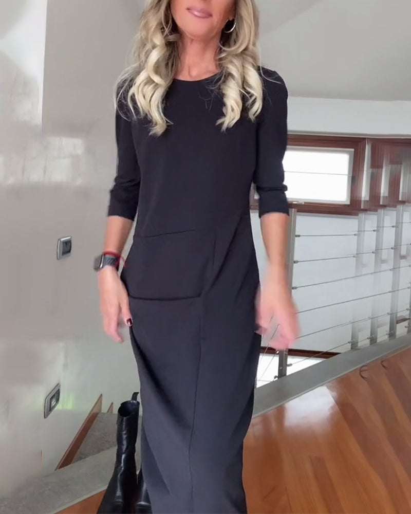 Solenne - Elegancka długa sukienka dresowa