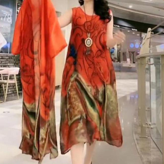 Sophie - Dwuczęściowy zestaw damskich sukienek z nadrukiem