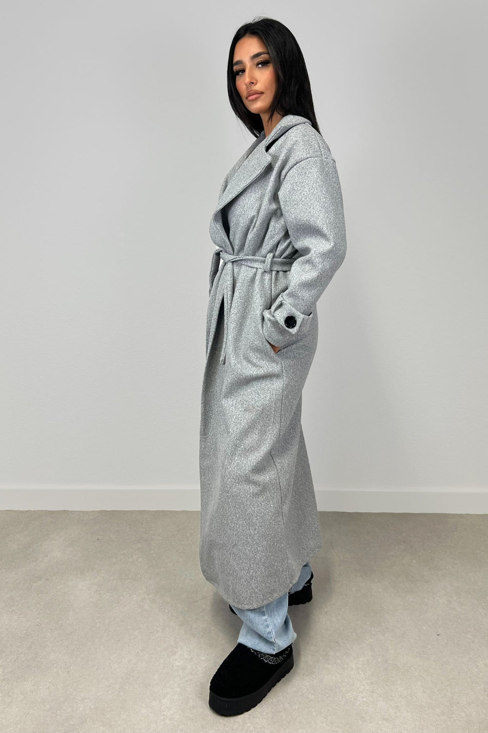 Benilda - Długi płaszcz z paskiem