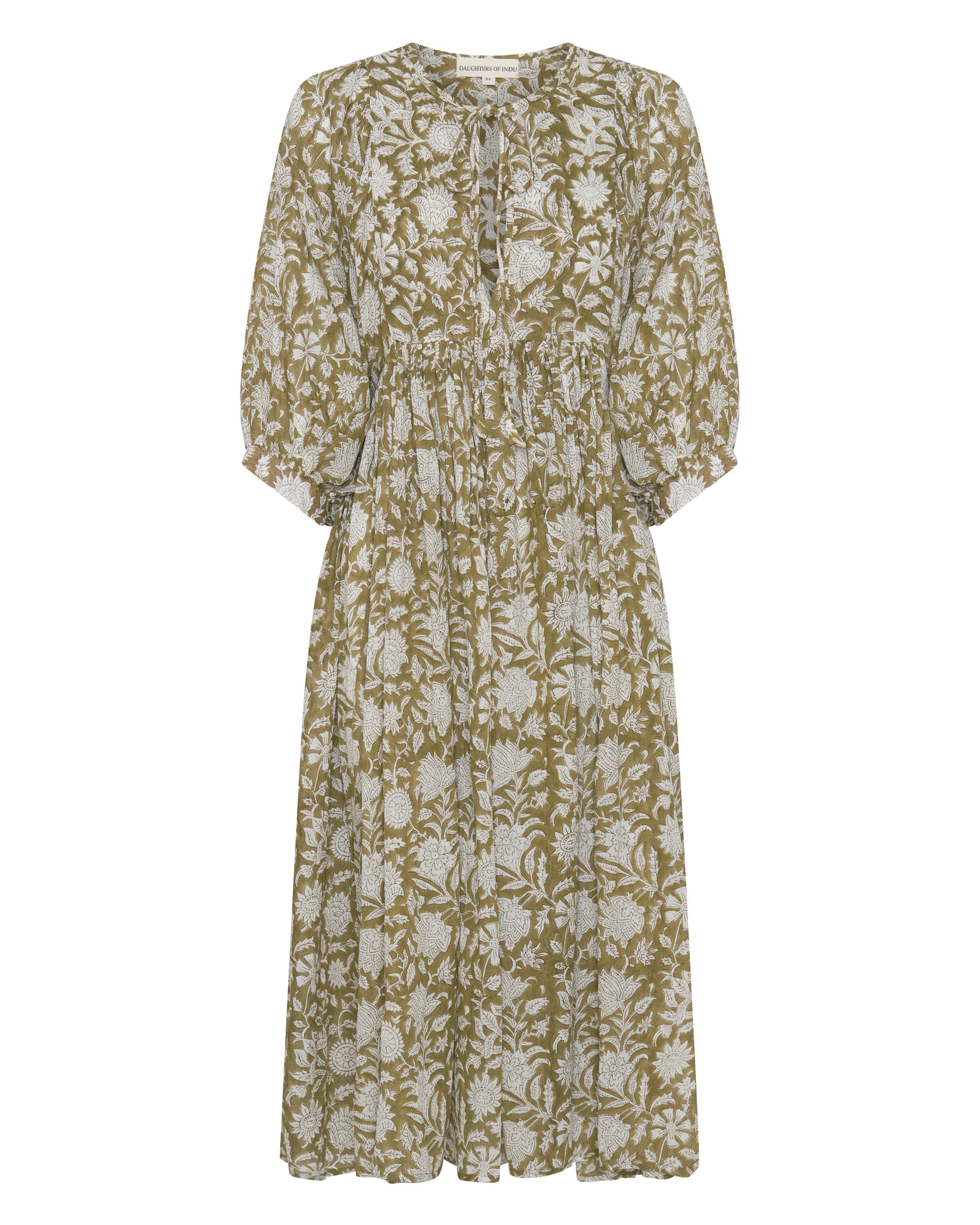 Nawojka – Zwiewna sukienka midi z bufiastymi rękawami