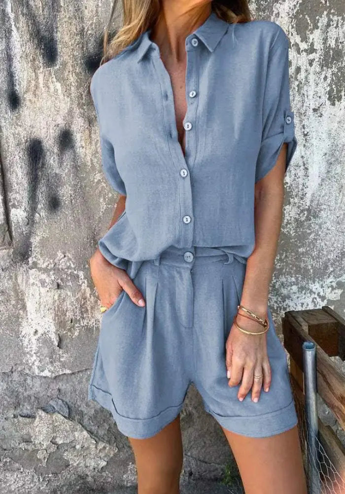 Aga | Lekki lniany komplet dwuczęściowy