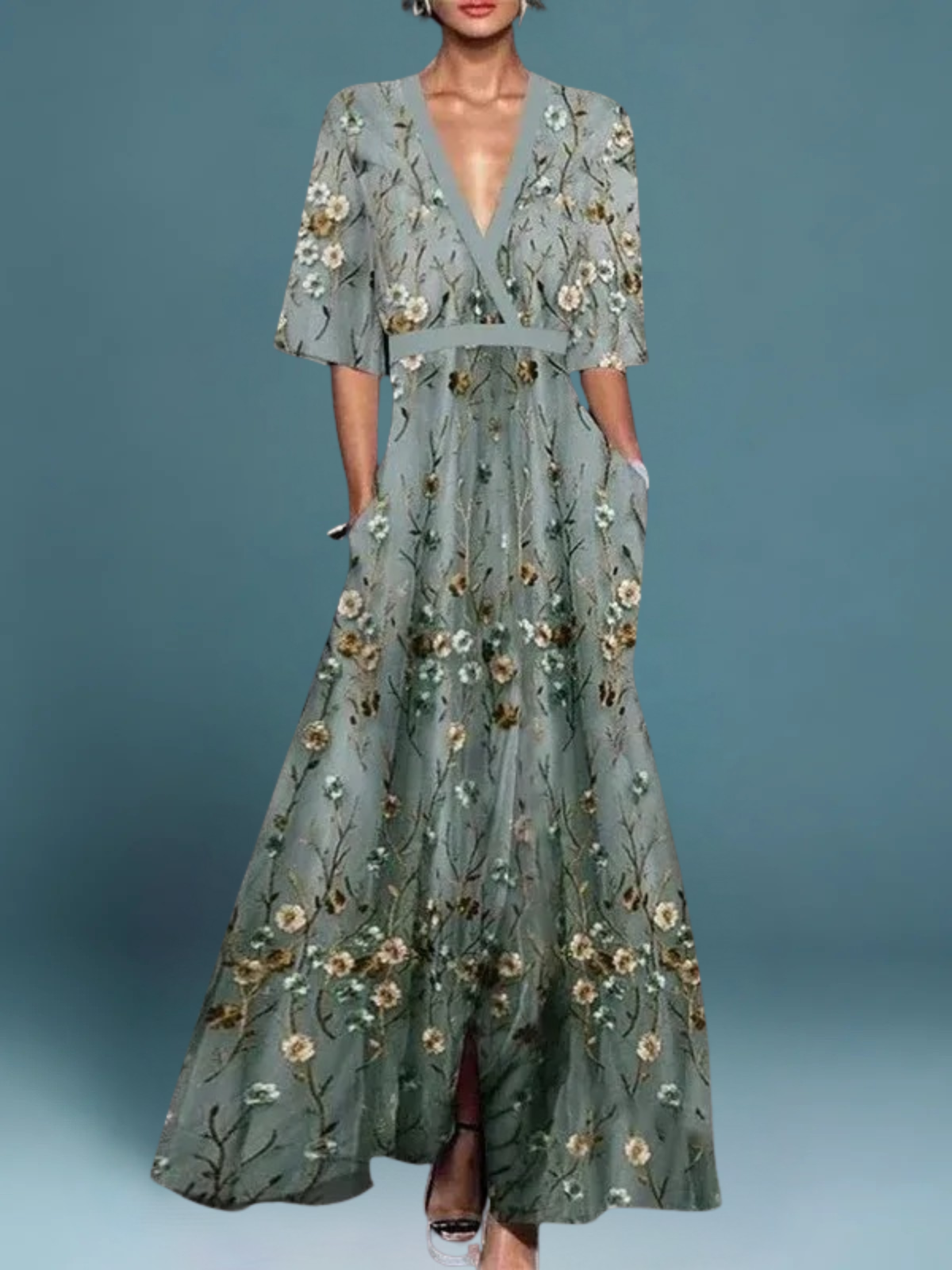 Lorelei™ | Maxi Dress with Floral Embroidery