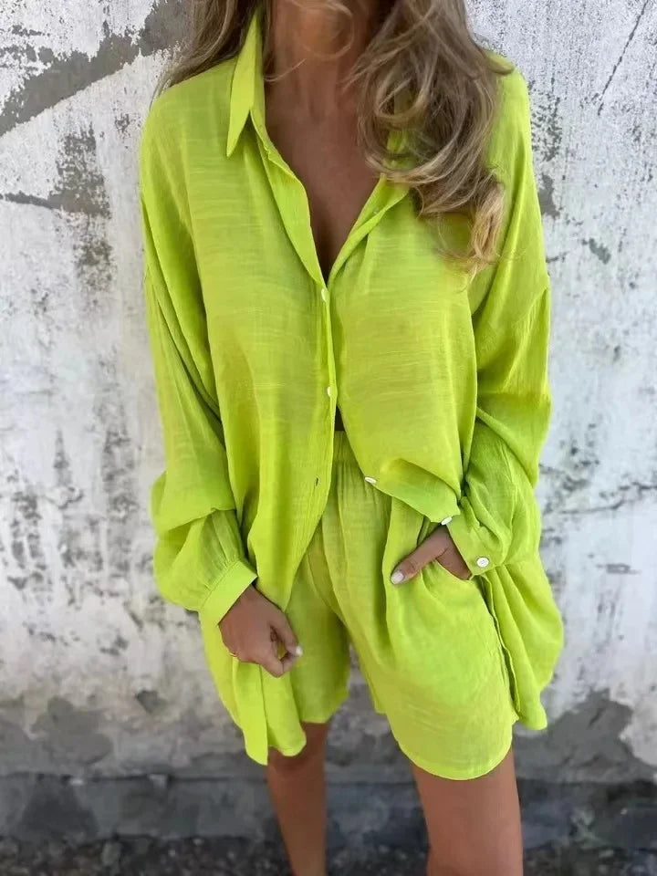 Iwona | Dwuczęściowy zestaw luźny krój, Oddychająca tkanina, Ponadczasowy wygląd | Styl casualowy | Gotowy na codzienne wyjścia