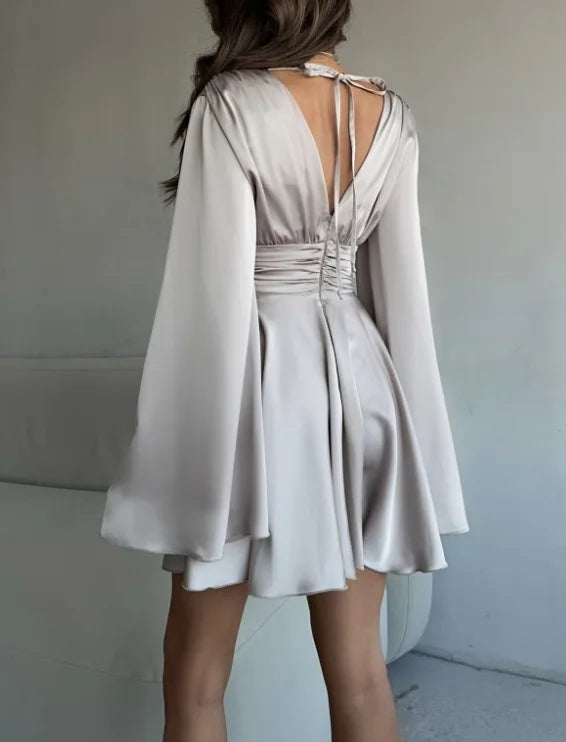 Darla™ | Satiny Dress with Wide Sleeves