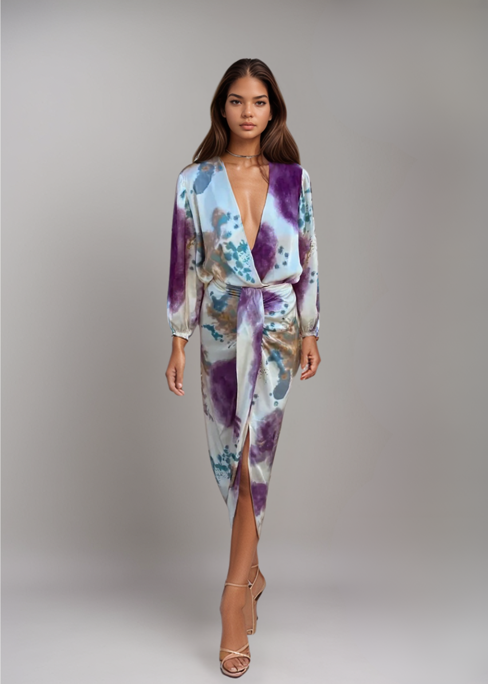 Hedwig™ | Artystyczna Midi Sukienka z Wiązaniem