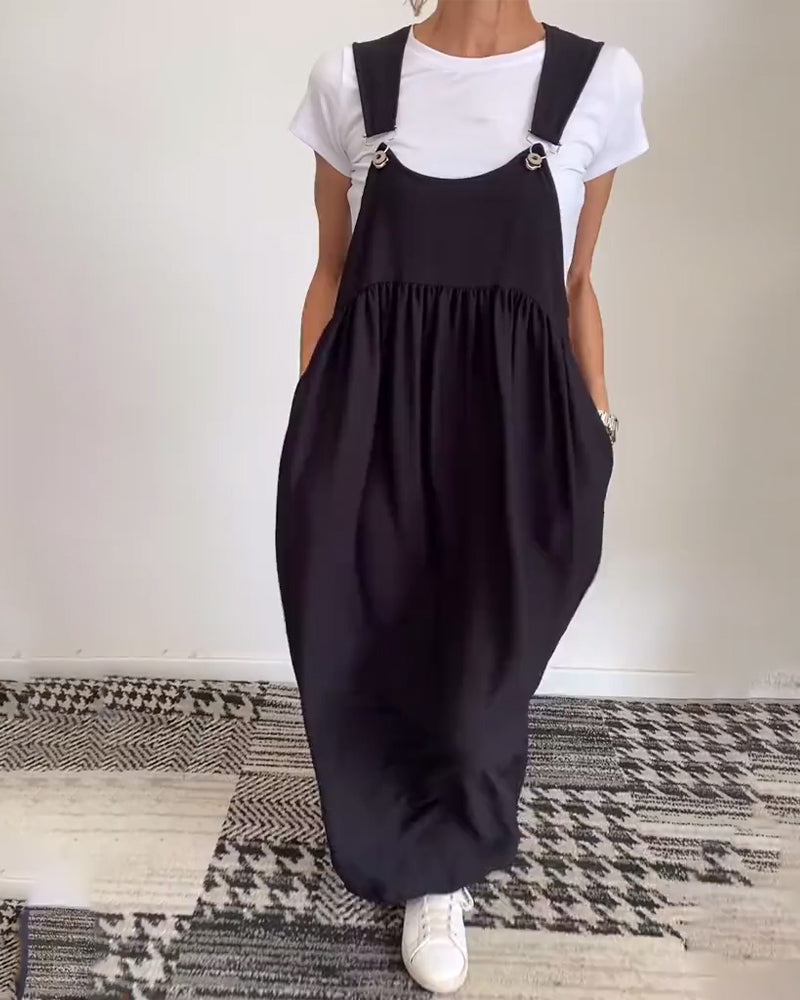 Alice - Sukienka casual z regulowanymi ramiączkami w jednolitym kolorze