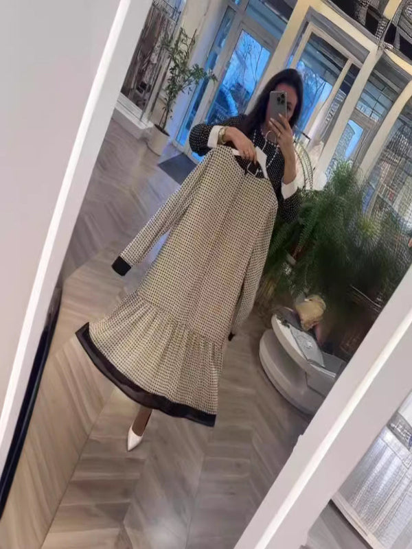 Loretta - Wysokiej jakości bawełniana elegancka sukienka w kropki