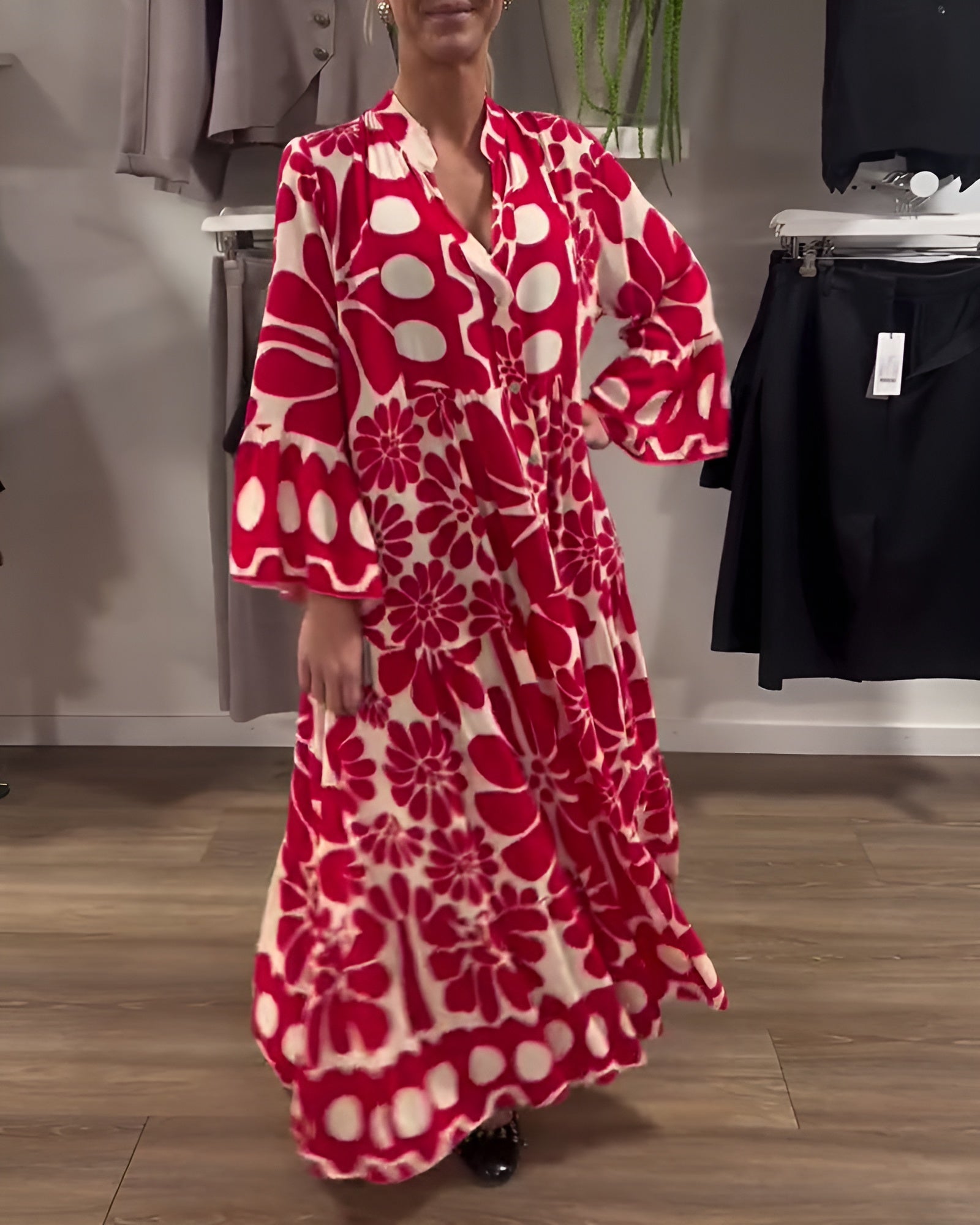 Marielle - Elegancka Sukienka Maxi z Wzorem