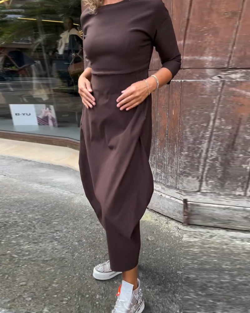 Noora - Casualowa jesienna sukienka z długim rękawem