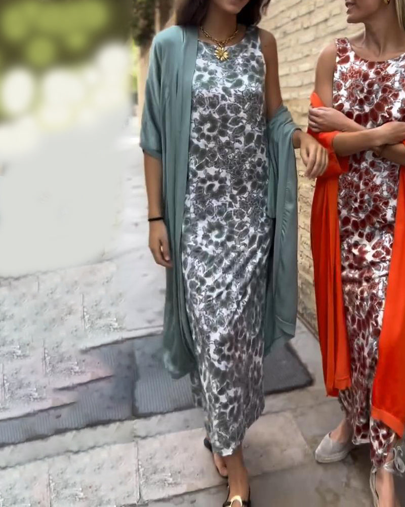 Jadwiga – Elegancka długa sukienka z kardiganem