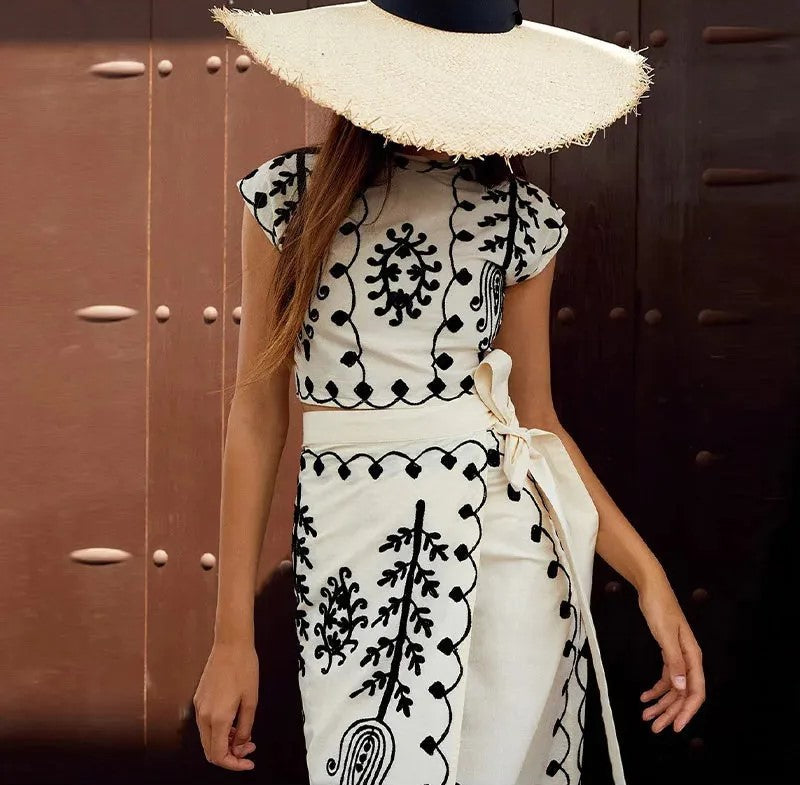 Ayla | Zestaw w print, top i spódnica