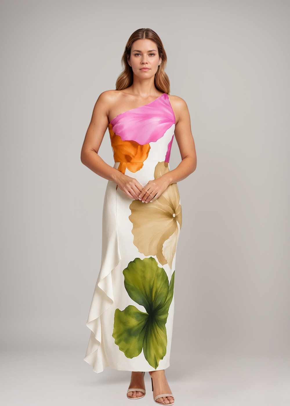 Jorgina™ | Maxi Dress with One Shoulder and Ruffles