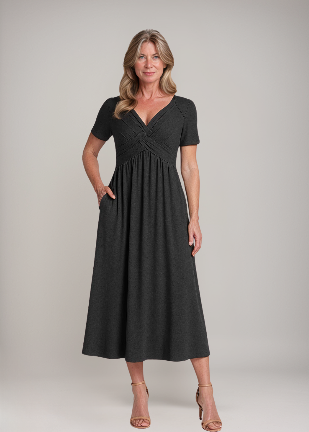 Delilah™ | Midi Dress with Waist Detail and Pockets
