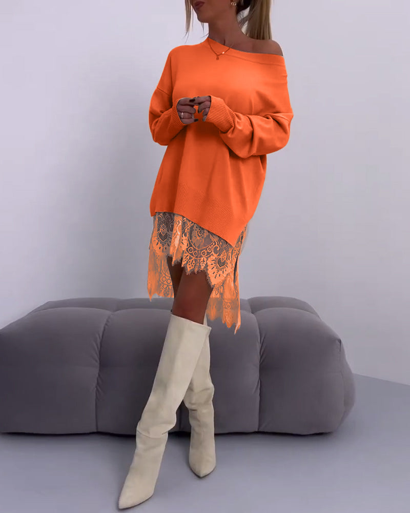 Karolina - Jednokolorowy sweter z odkrytymi ramionami i dopasowanym krojem