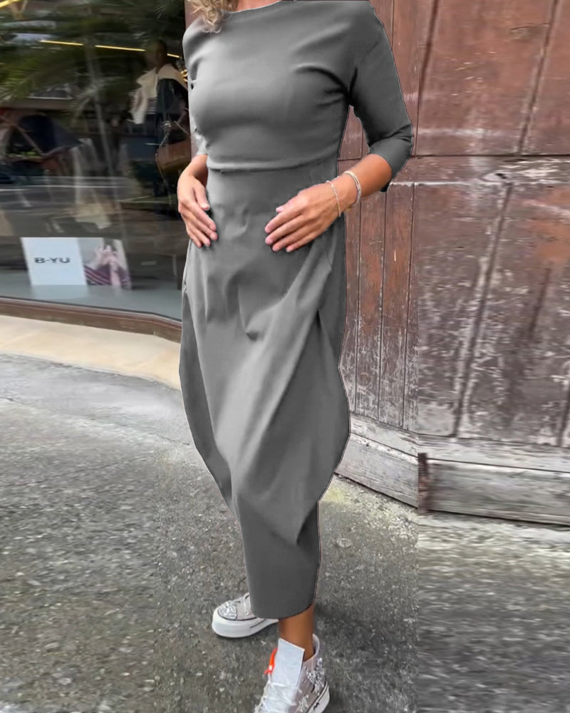 Noora - Casualowa jesienna sukienka z długim rękawem