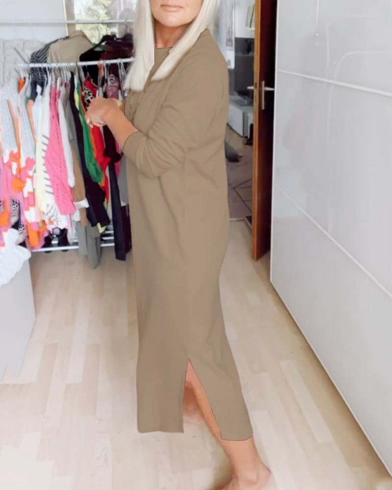 Avra - Swobodna jesienna długa sukienka