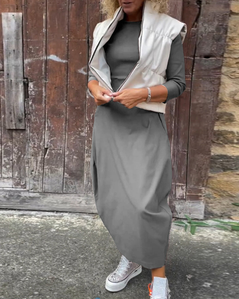 Noora - Casualowa jesienna sukienka z długim rękawem