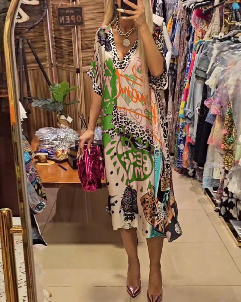 Seweryna – Zwiewna sukienka w kolorową panterkę