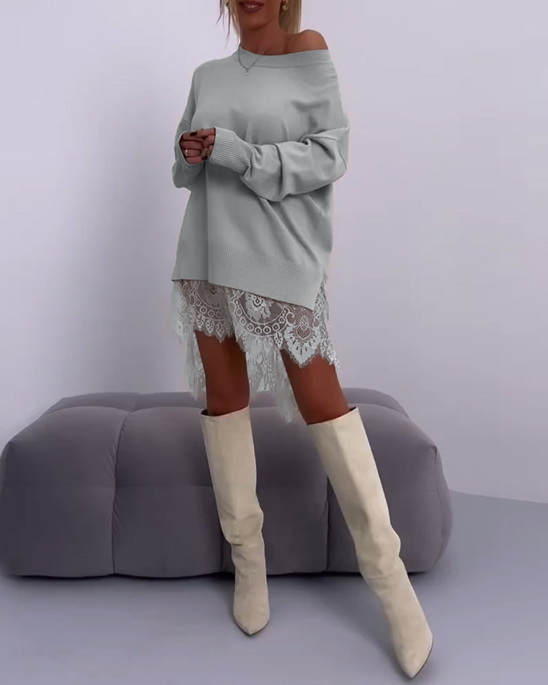 Karolina - Jednokolorowy sweter z odkrytymi ramionami i dopasowanym krojem