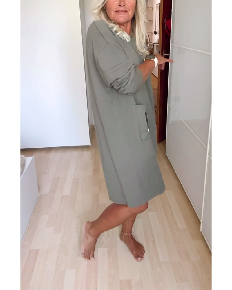 Maja - Casualowa Sukienka Długim Rękawem