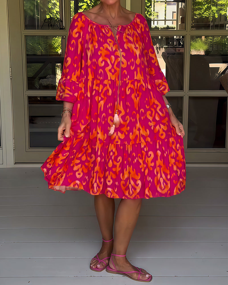 Marisela - Sukienka z nadrukiem i luźnymi rękawami