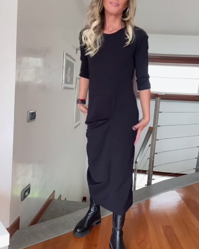 Solenne - Elegancka długa sukienka dresowa