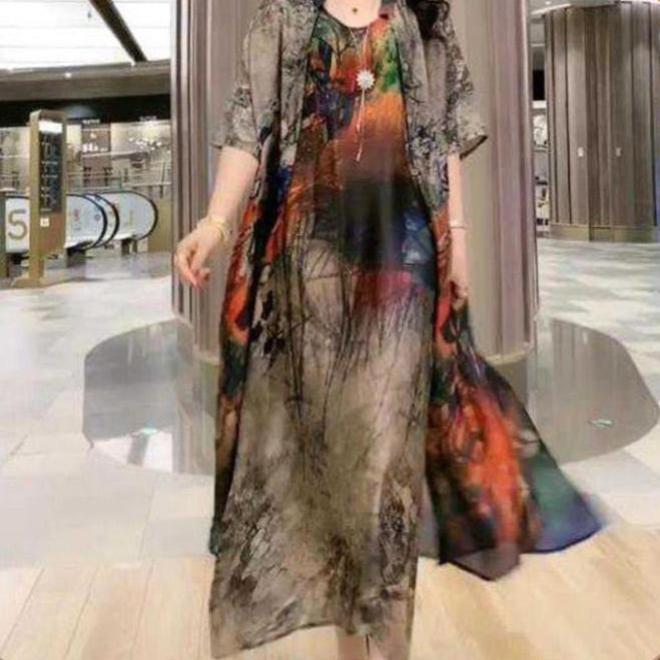 Sophie - Dwuczęściowy zestaw damskich sukienek z nadrukiem