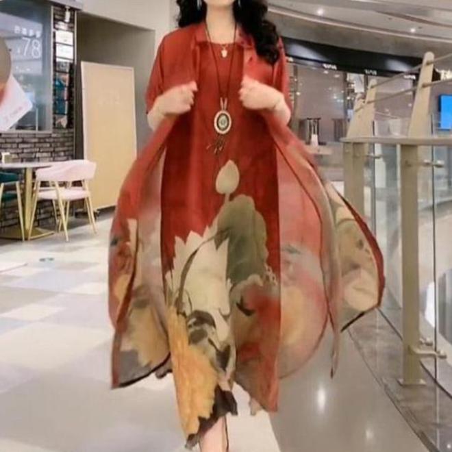 Sophie - Dwuczęściowy zestaw damskich sukienek z nadrukiem