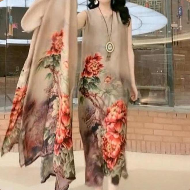 Sophie - Dwuczęściowy zestaw damskich sukienek z nadrukiem