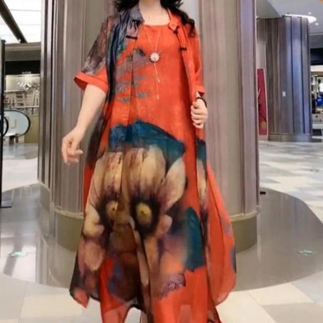 Sophie - Dwuczęściowy zestaw damskich sukienek z nadrukiem