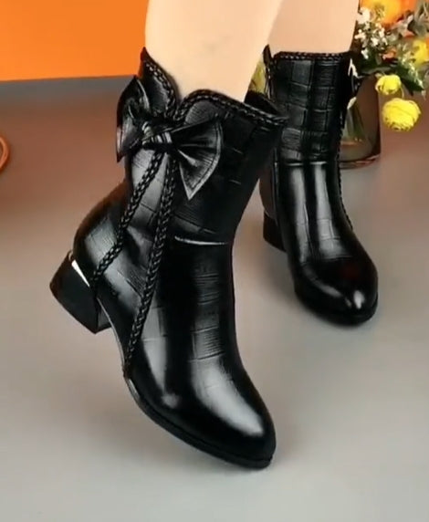 [35-40]🔥Botki damskie Martin na grubym obcasie i kokardce zapinane z boku na zamek