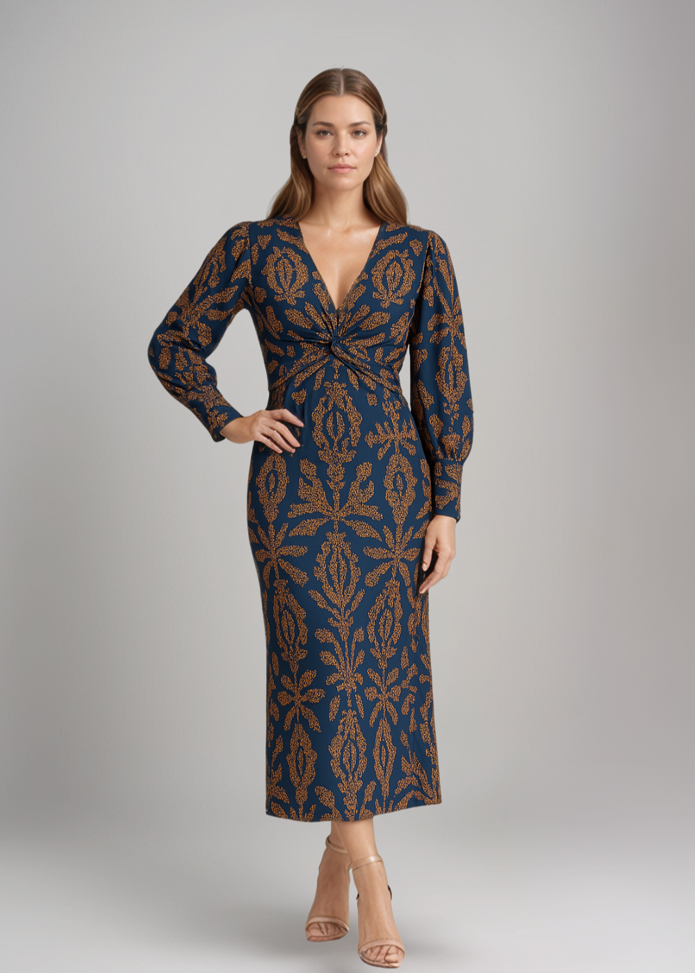 Frieda™ | Midi Dress with Baroque Pattern