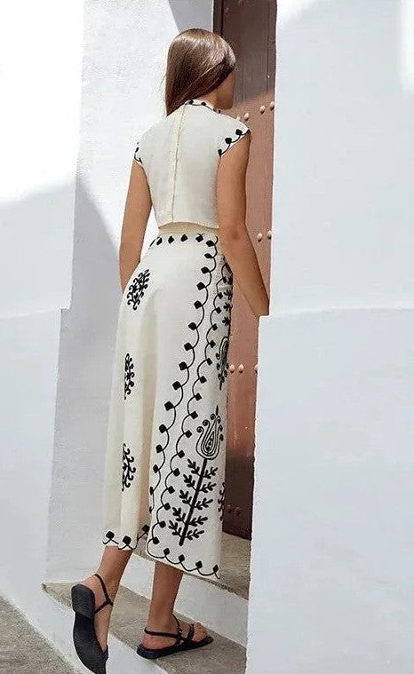 Ayla | Zestaw w print, top i spódnica