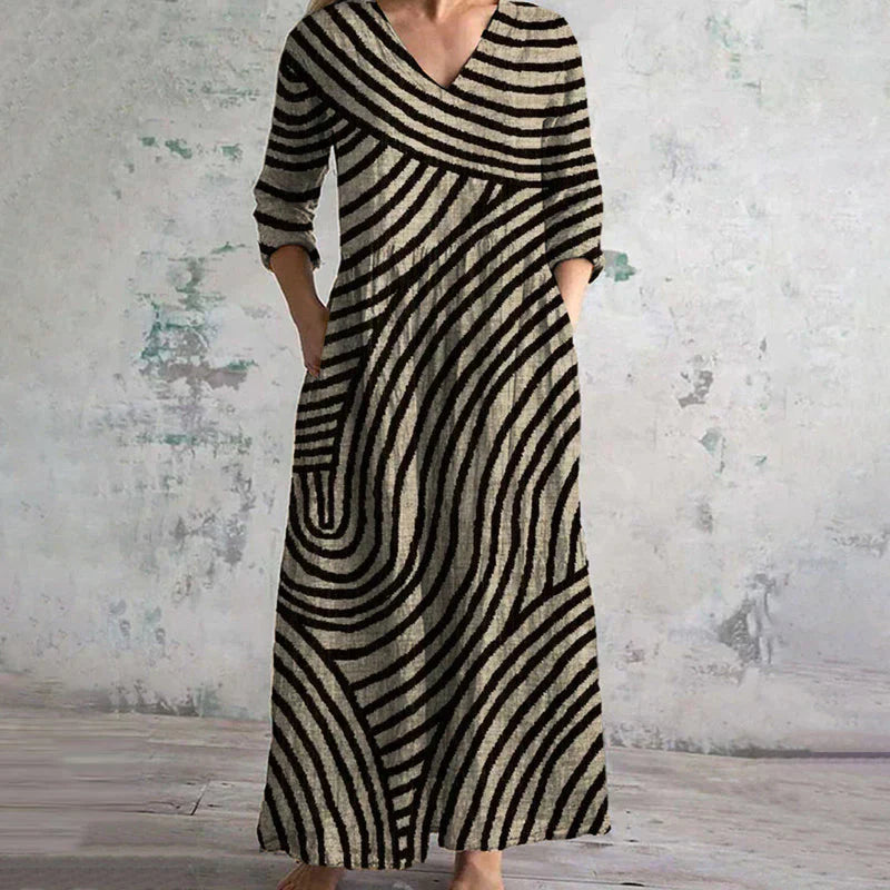 Belinda™ | Maxi Dress with Stripes and V-Neck